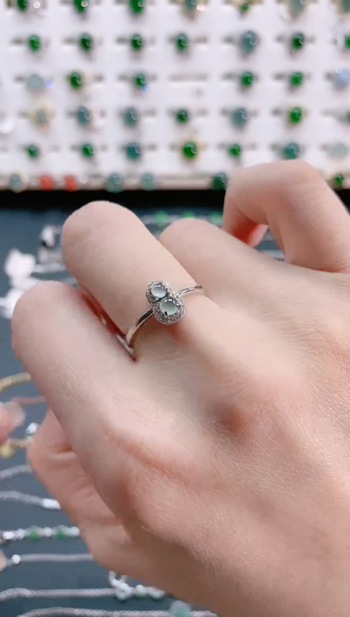 【闪购商品】翡翠戒指银S925镶嵌天然翡翠