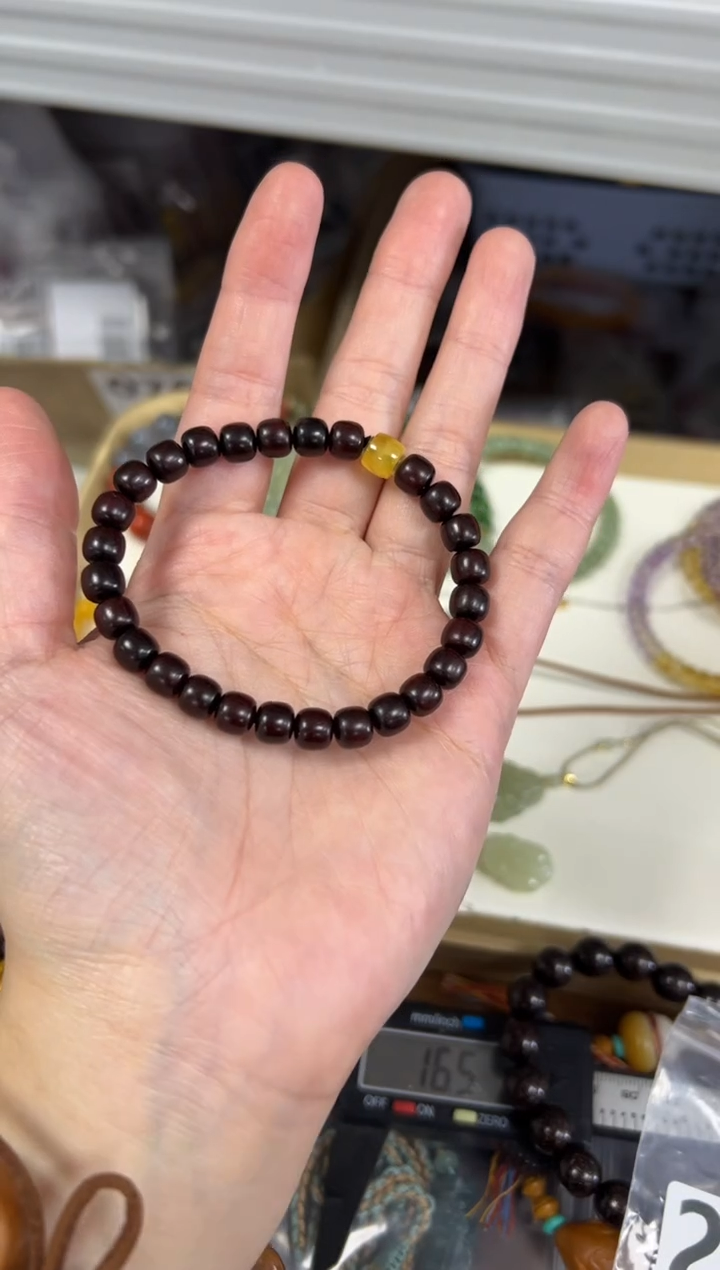 吊坠檀香紫檀（小叶紫檀）未镶嵌精工紫檀木蜜蜡桶珠手链[2111]