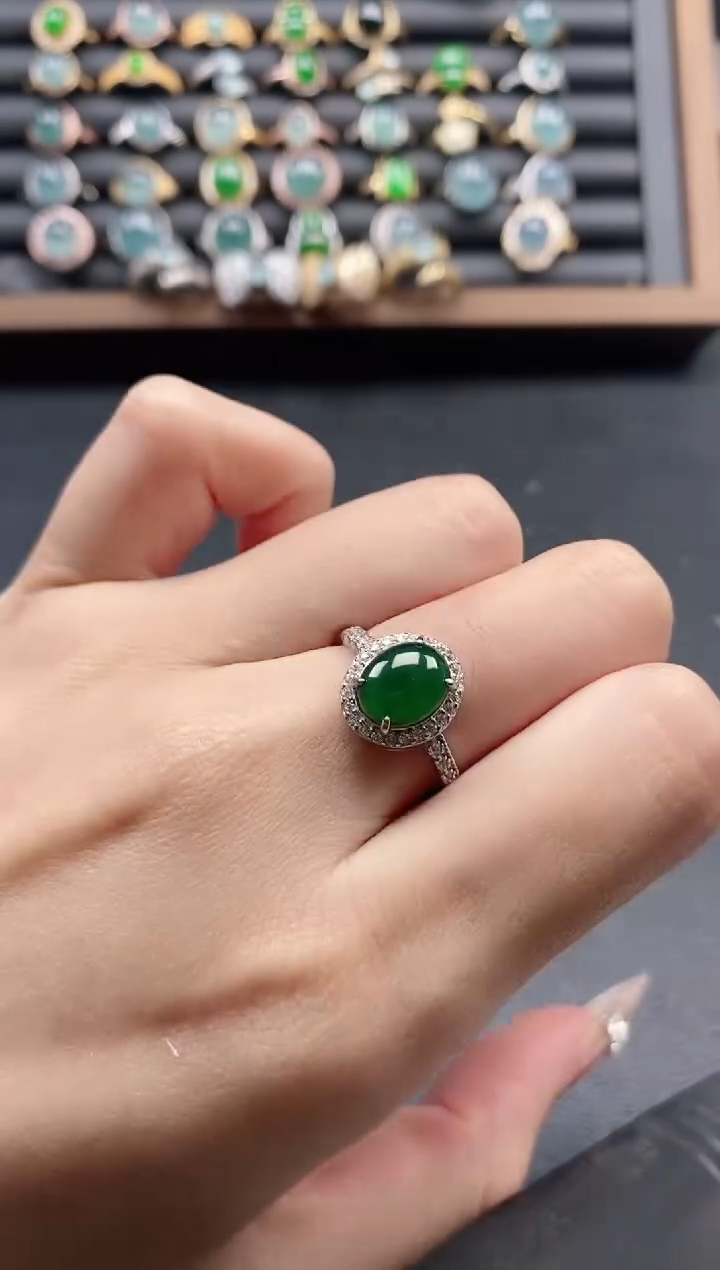 银S925镶嵌戒指翡翠51151