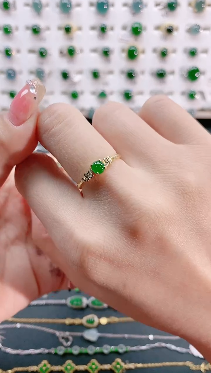 【闪购商品】翡翠戒指银S925镶嵌天然翡翠