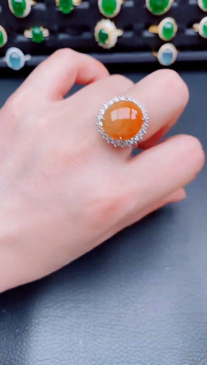 【闪购商品】翡翠戒指银S925镶嵌天然a货翡翠117