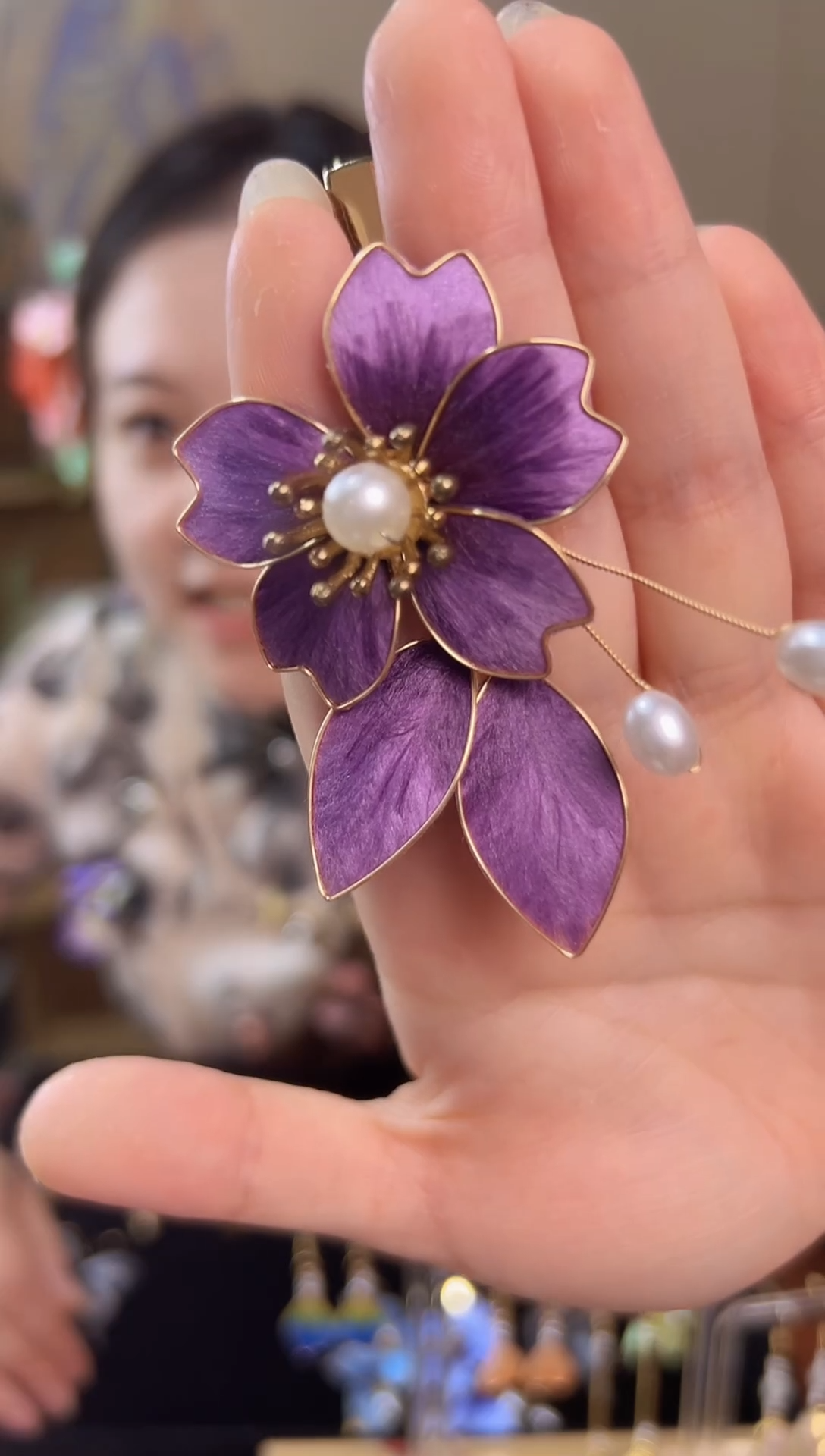 织绣非遗纯手工绒花发夹