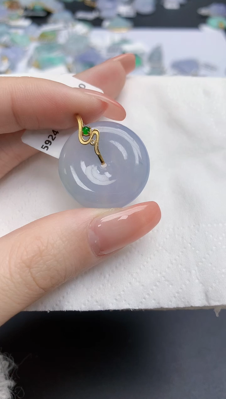 【闪购商品】翡翠颈饰18K金镶嵌天然缅甸翡翠A货