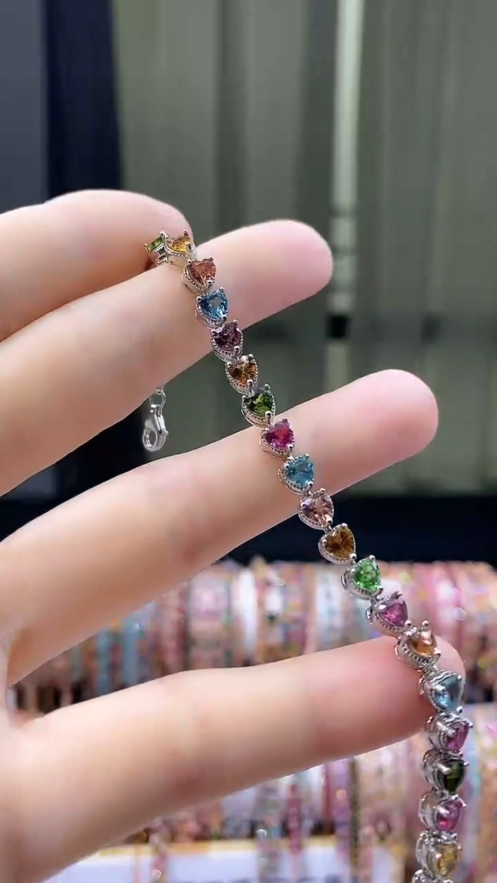 【闪购商品】碧玺手链银S925镶嵌66666666666666666