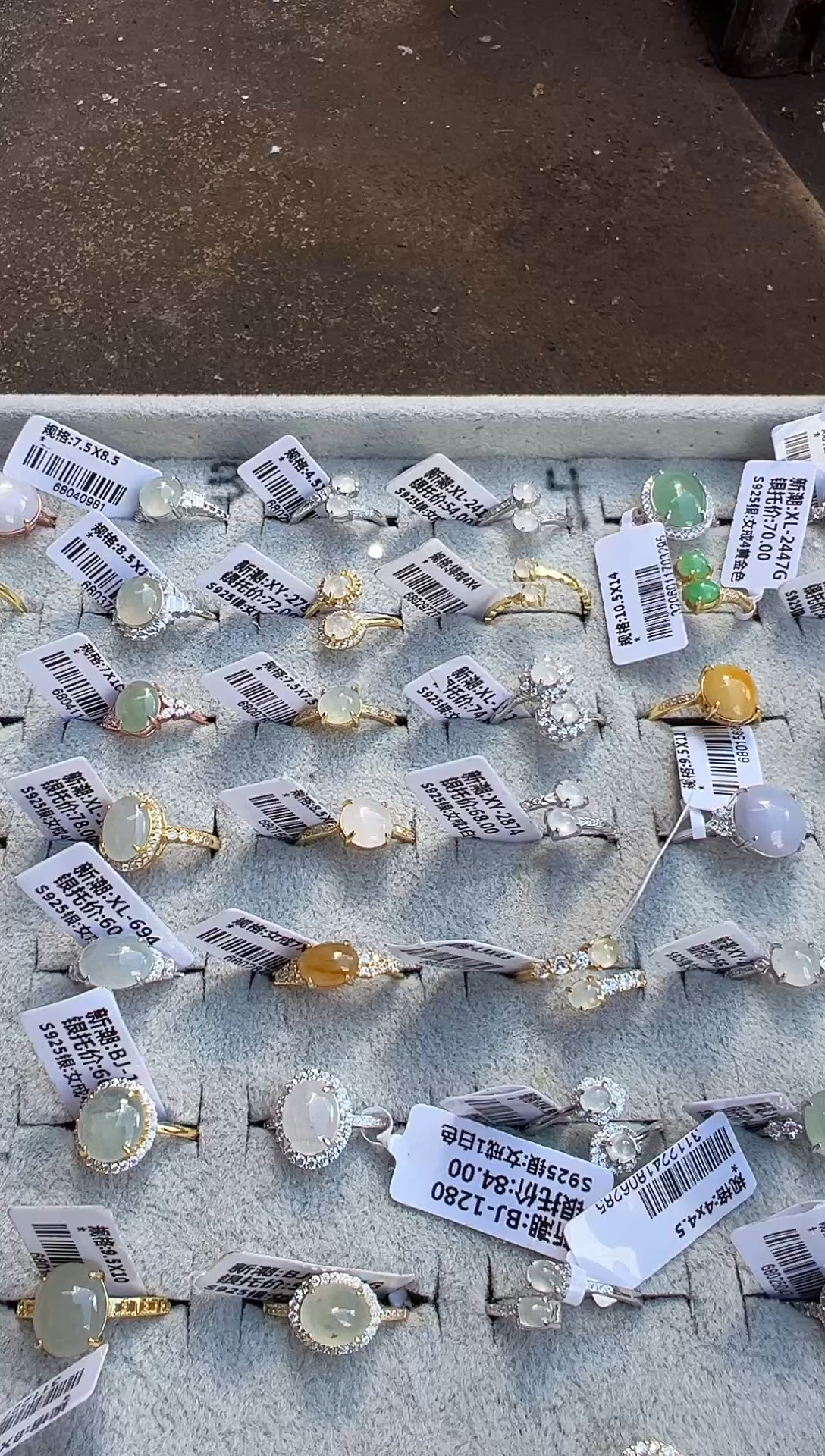 银S925镀金镶嵌戒指翡翠缘**拟戒指