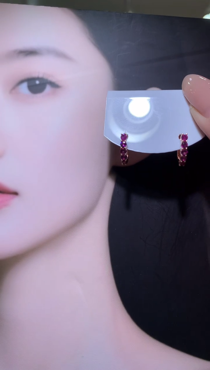 银S925镶嵌耳饰石榴石【宝石世家严选】