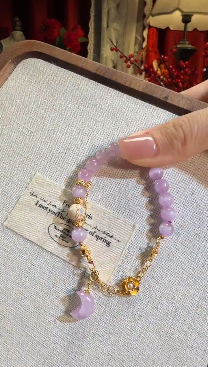 【闪购商品】锂辉石手串银S925镶嵌紫锂辉