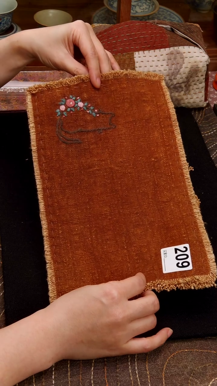 千*月Cici手作刺子绣柿染壶垫杯垫-209同款