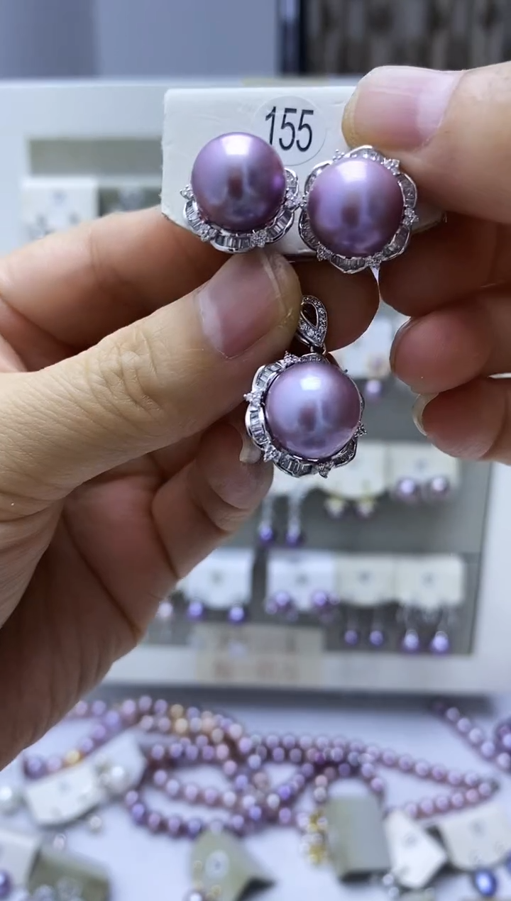银S925镶嵌淡水珍珠耳饰155套