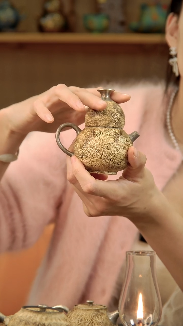 言野手作 粉引仿古葫芦壶套装