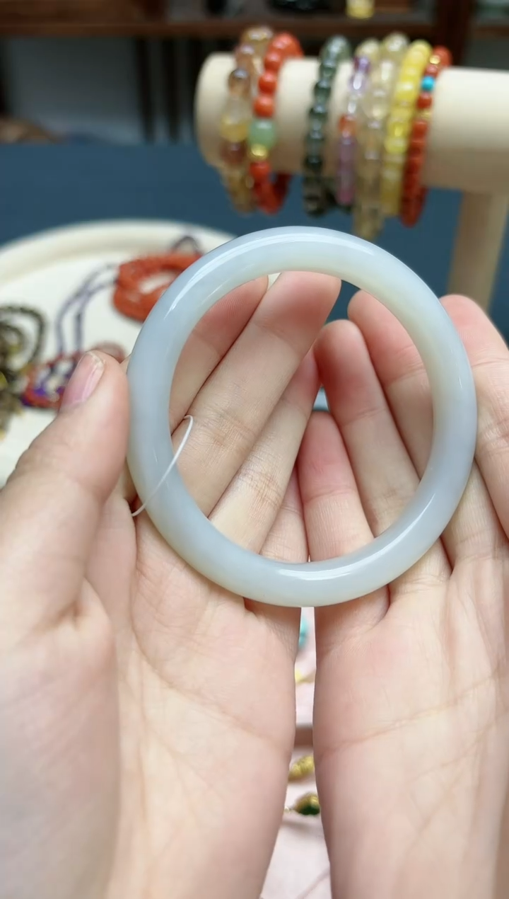 【闪购商品】和田玉手镯未镶嵌和田玉烟紫57#手镯*1 YR