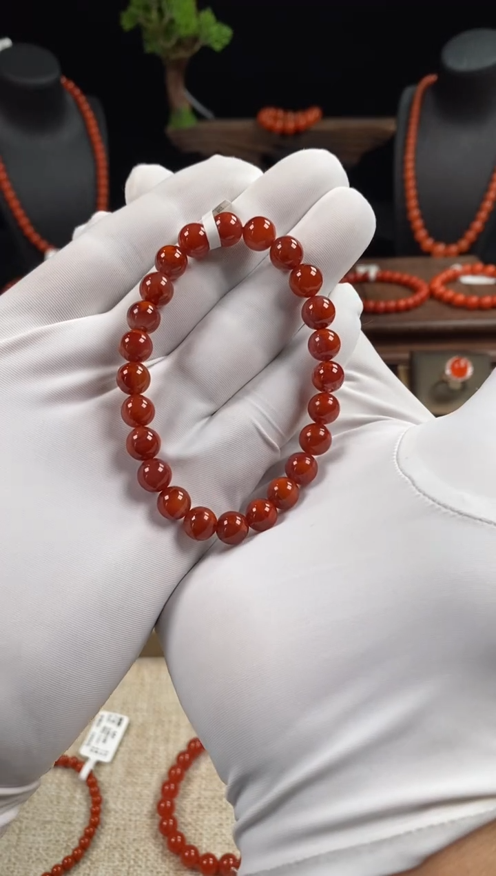 【闪购商品】南红玛瑙手串未镶嵌火焰纹8mm+