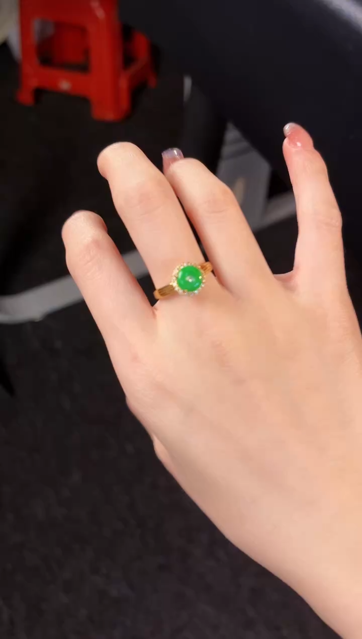 【闪购商品】翡翠戒指银S925镶嵌缅料A货/支持复检/一件