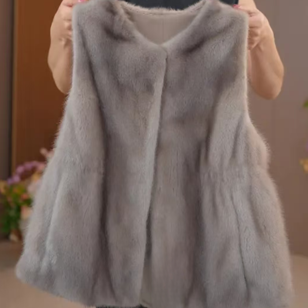 2025高级收褶抽绳可调节雪兰貂马甲外套