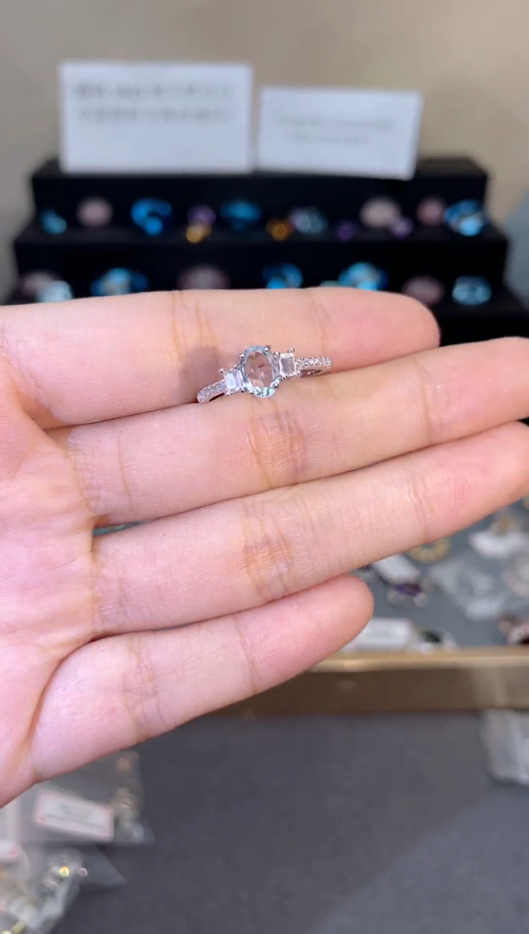 银S925镶嵌戒圈海蓝宝石天然宝石