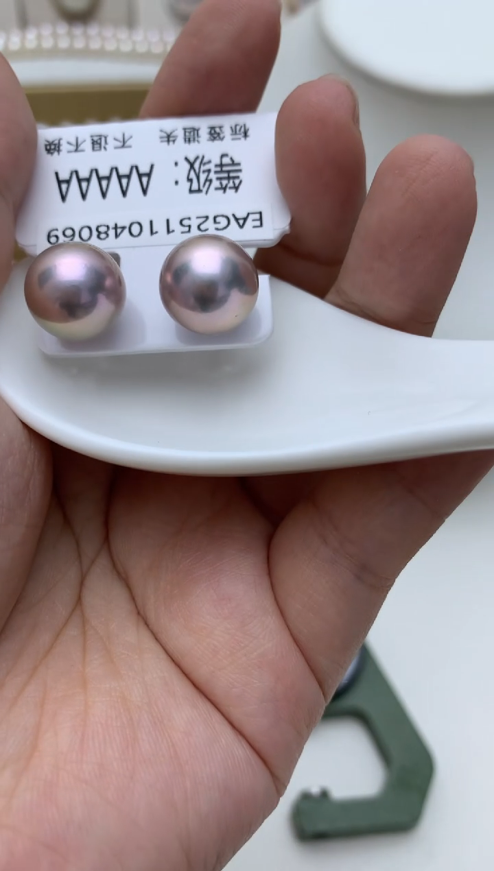 银S925镶嵌耳饰淡水珍珠e52 