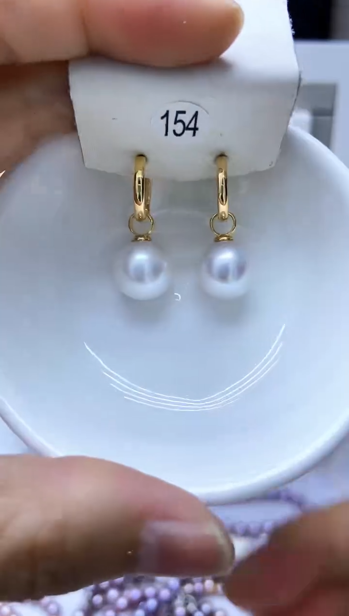 银S925镶嵌淡水珍珠耳饰154