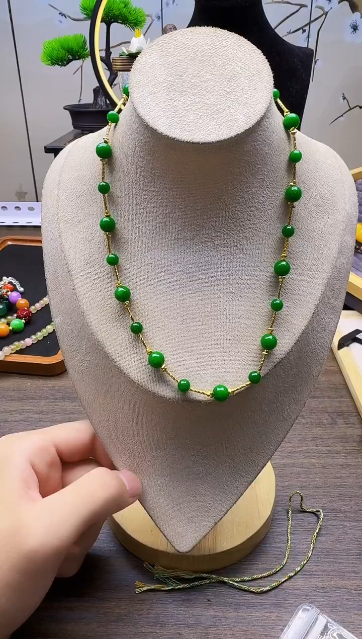 翡翠14K金镶嵌颈饰X174