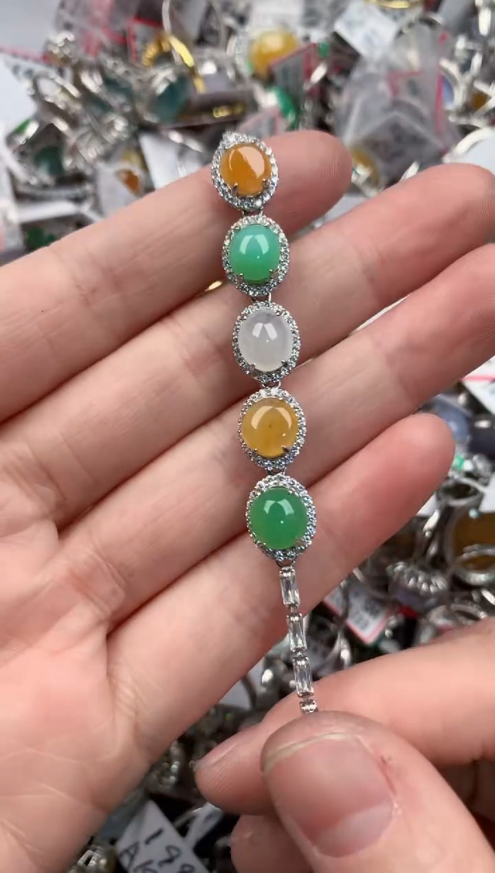 银S925镶嵌戒指翡翠555      8