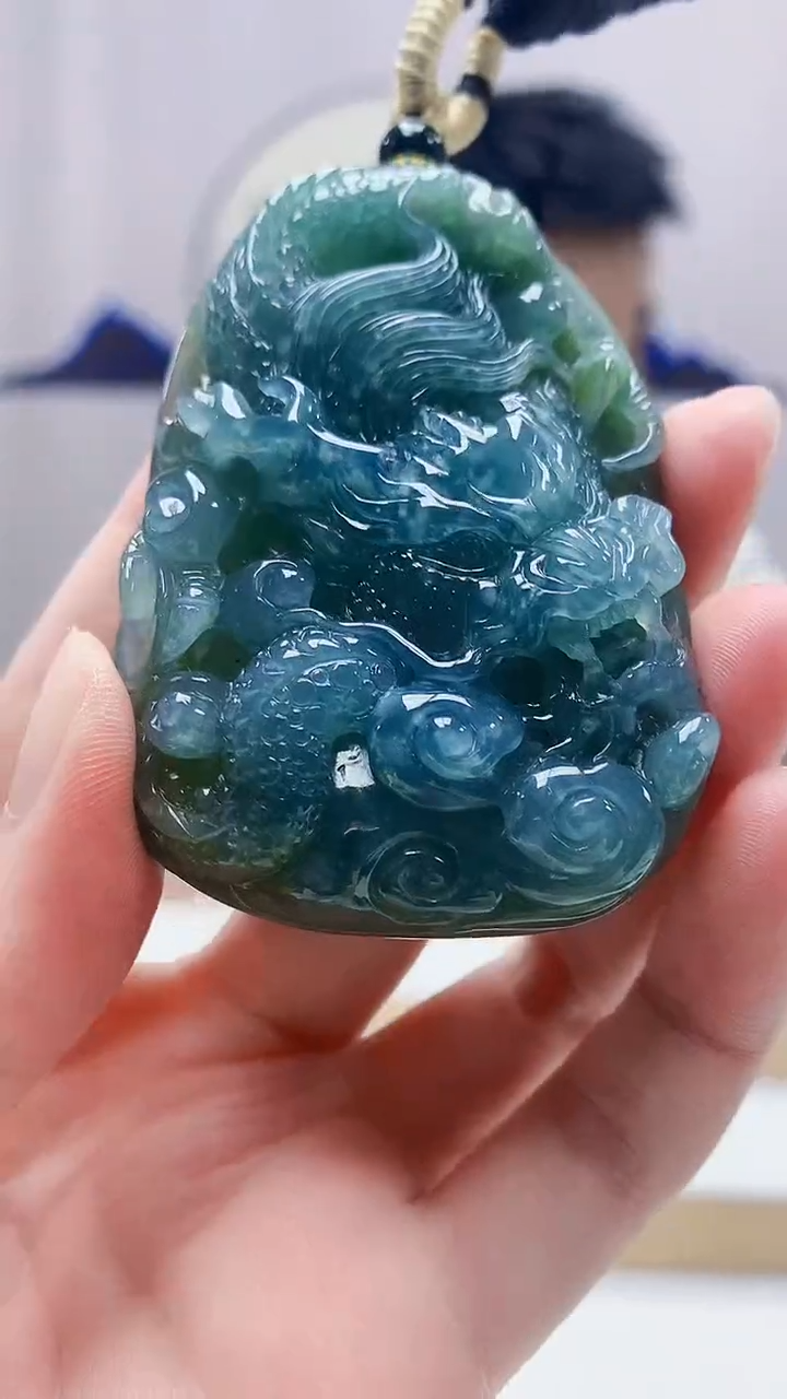 未镶嵌定制翡翠5028zm-毛货挂件龙牌90