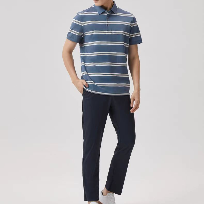 dt749男士夏季新款蓝色简约条纹polo衫