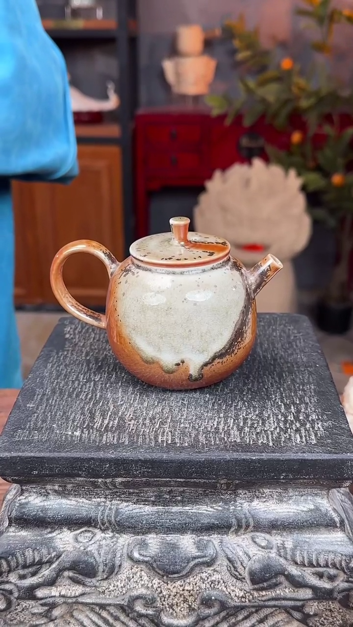 【闪购商品】摆件落灰手工窑变小壶