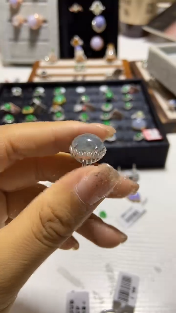 【闪购商品】翡翠戒指银S925镶嵌缅甸天然A翡翠戒指