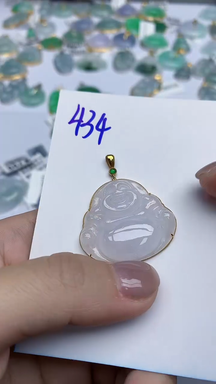 【闪购商品】翡翠挂件18K金镶嵌天然翡翠A货