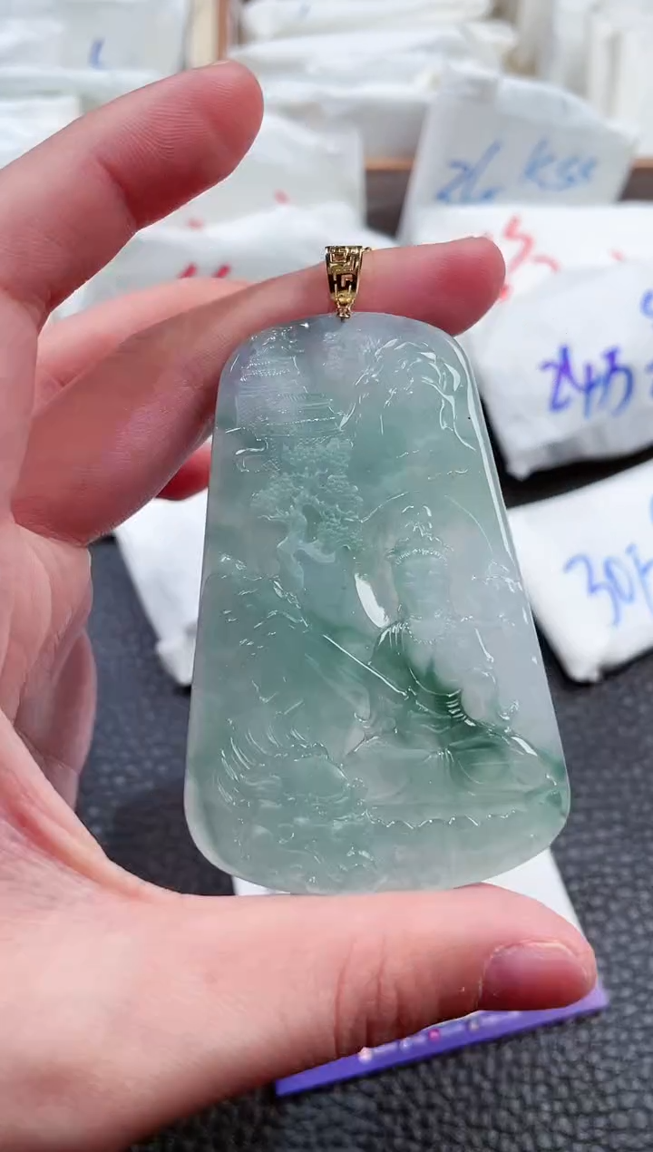 【闪购商品】翡翠颈饰18K金镶嵌00009458文殊