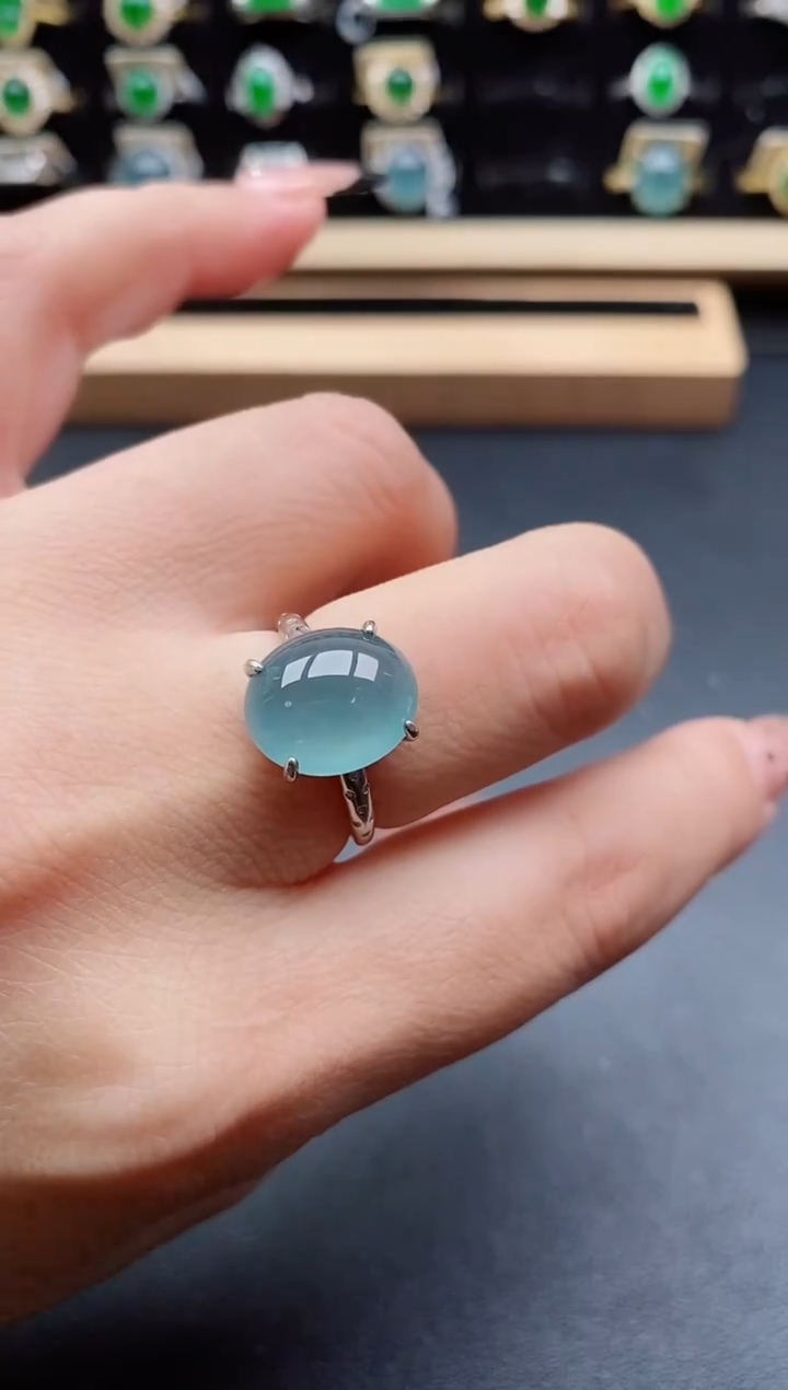 银S925镶嵌戒指翡翠1