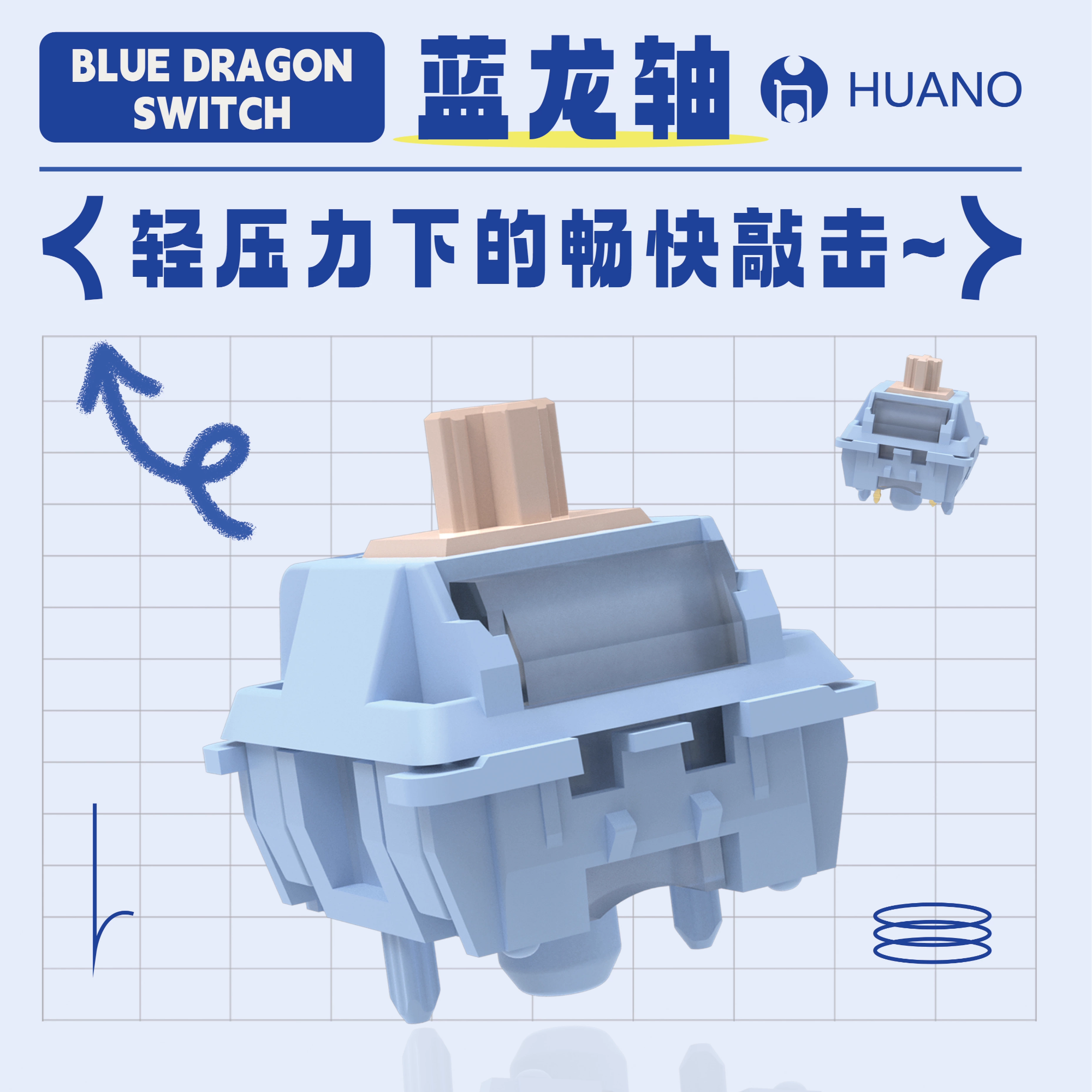 环诺蓝龙轴机械键盘轴体20颗