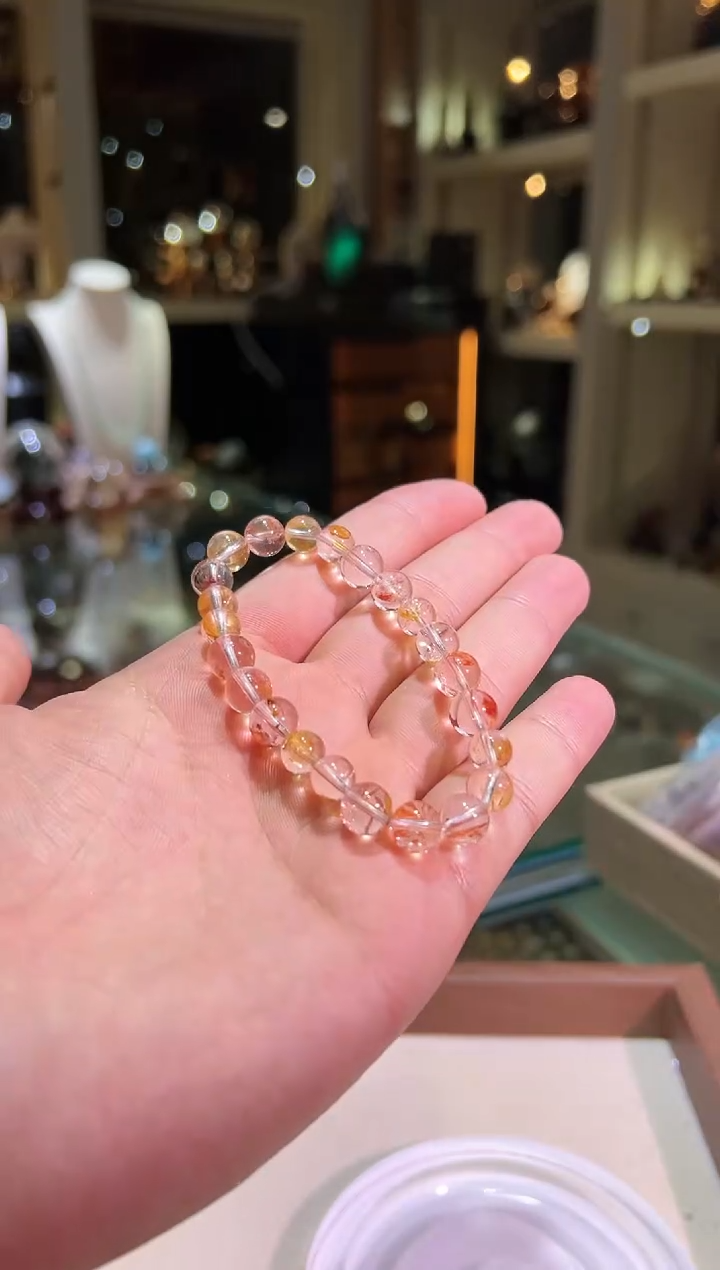 水晶手链未镶嵌8mm+锦鲤胶花（多样性发一）