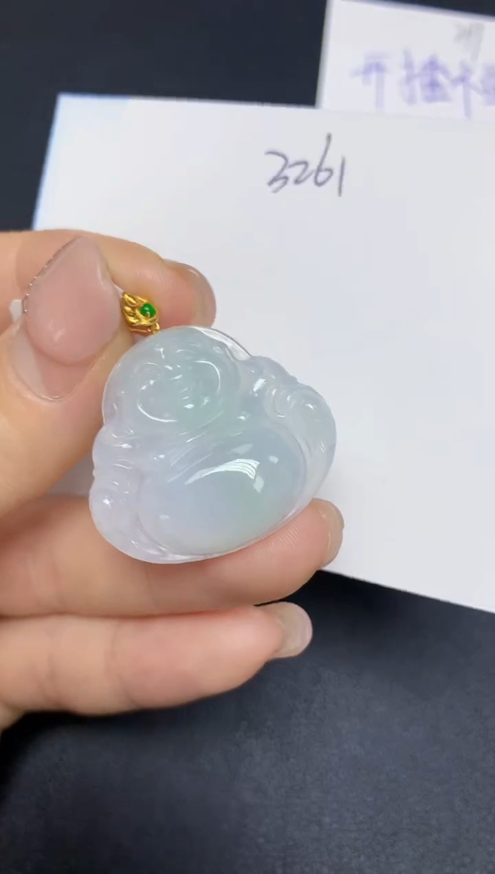 【闪购商品】翡翠挂件18K金镶嵌 天然翡翠A货