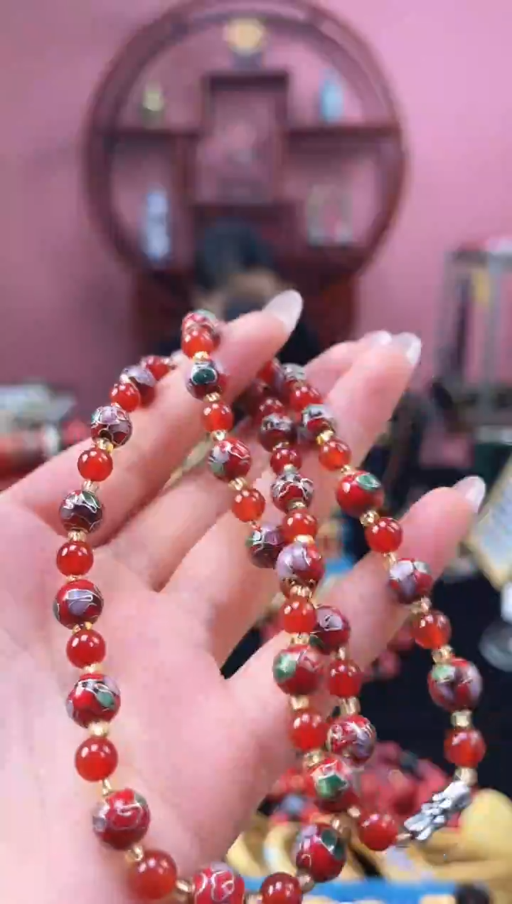 非遗 景泰蓝项链 0.8红色