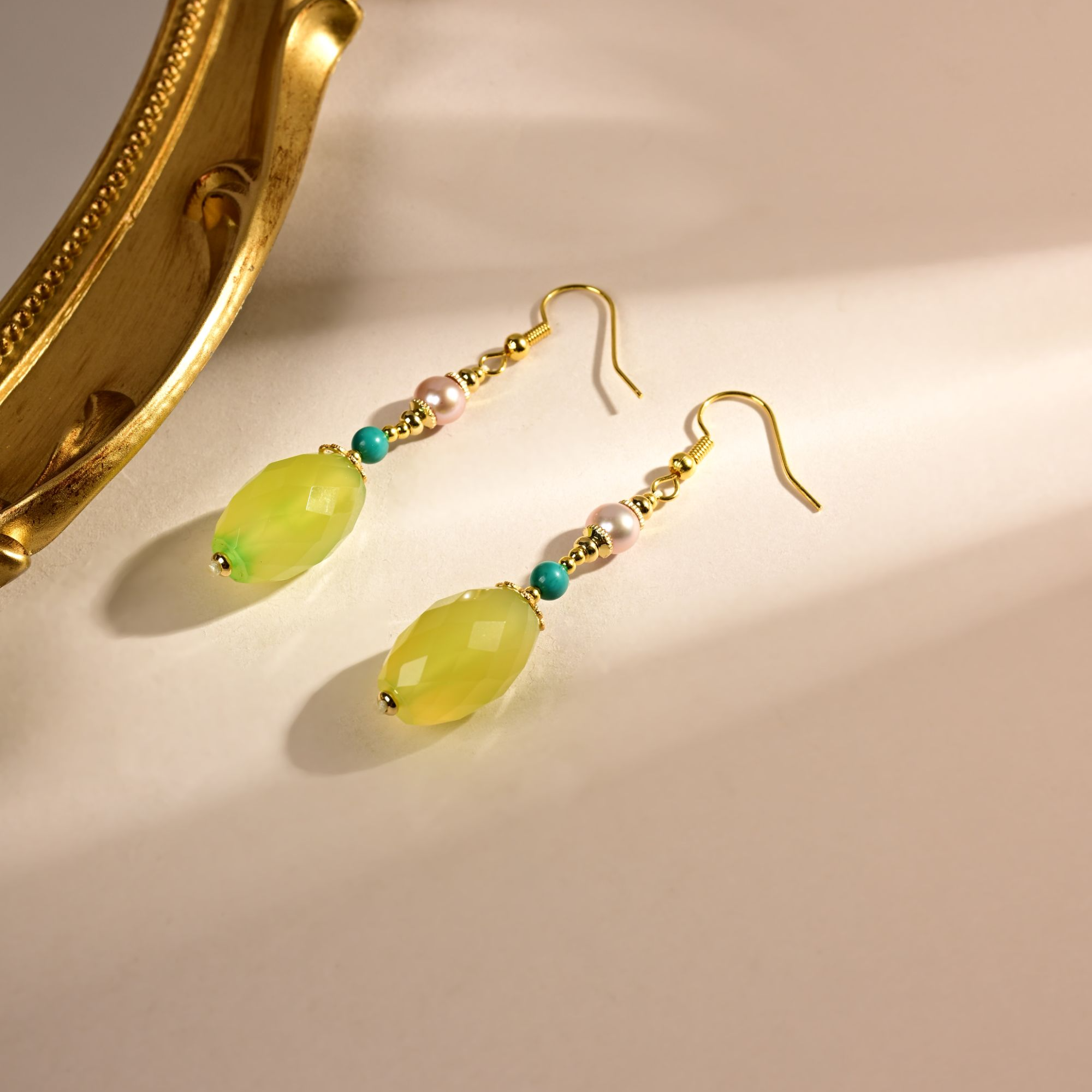 925银耳饰 珠宝 【三宝】黄绿金丝雀耳环R013