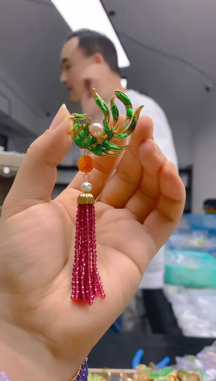 【闪购商品】翡翠耳饰合金0191翡翠胸针