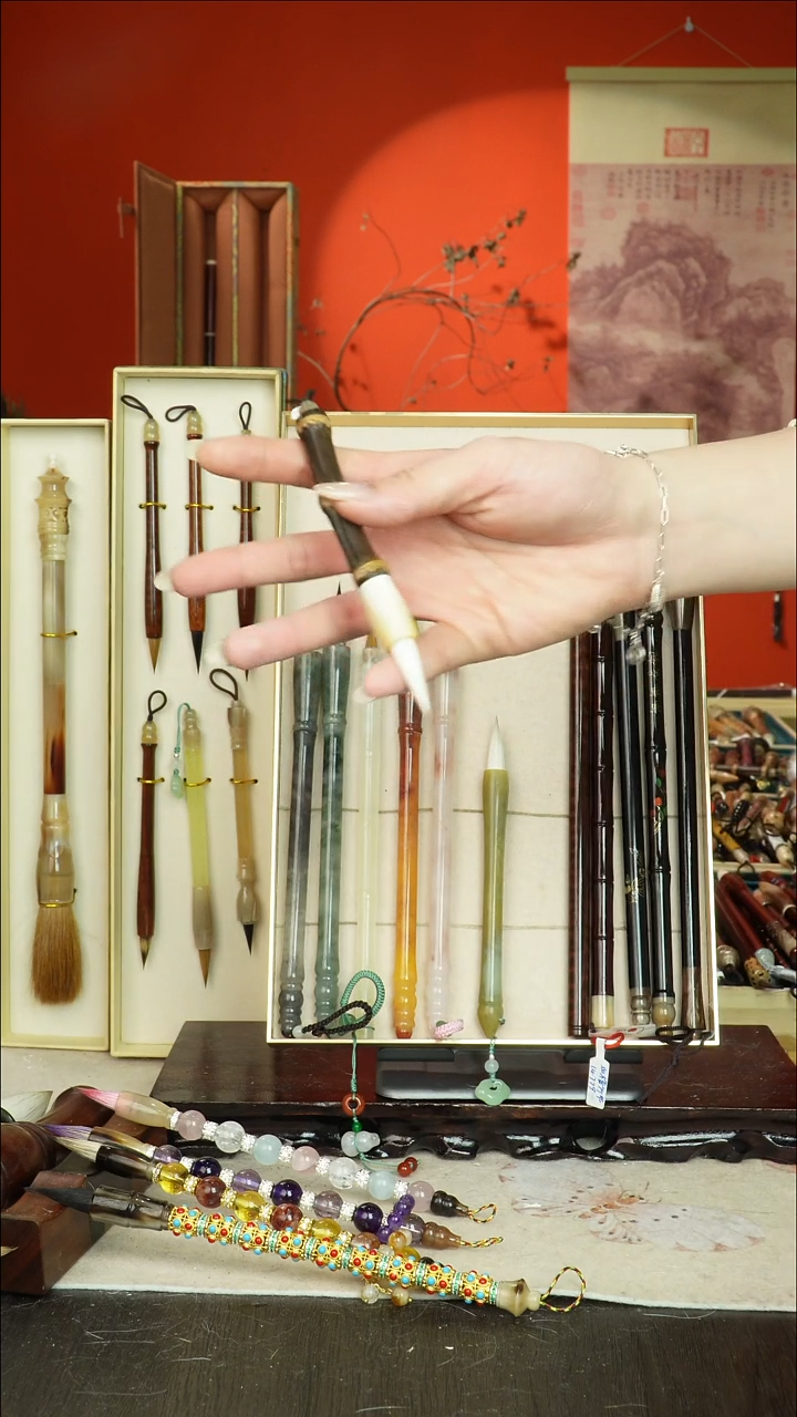 207号闪孤品高货毛笔链接 清水试笔 蘸墨不退