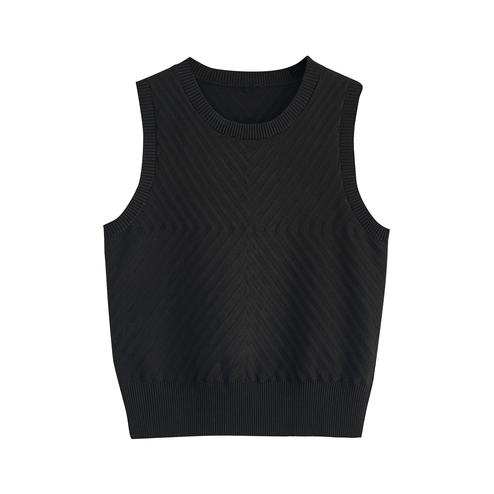 经典-女士百搭-无袖针织套头 圆领马甲