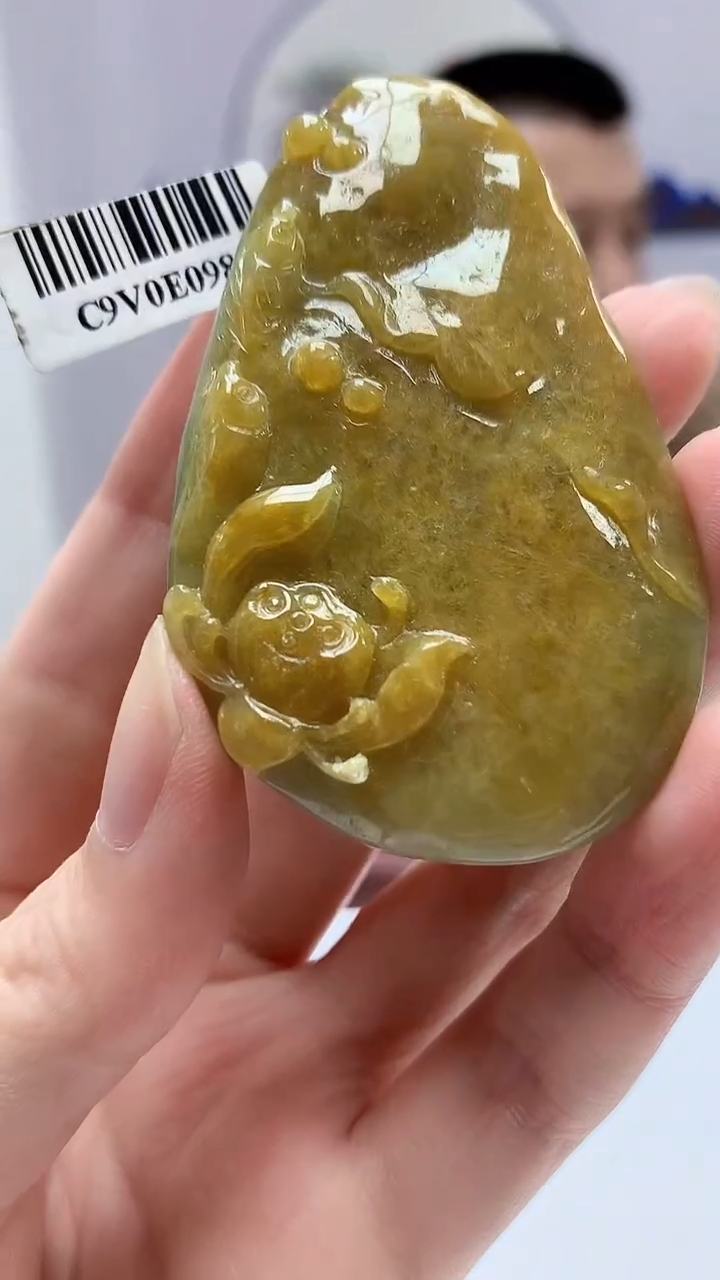 【闪购商品】定制翡翠未镶嵌4812zm-毛货挂件101荷叶鱼