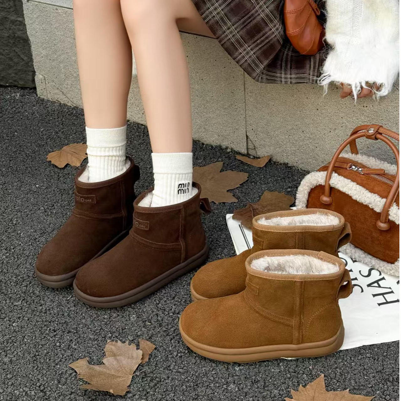 女鞋雪地靴时尚百搭舒适靴子2025冬季新款加厚保暖女鞋休闲86080