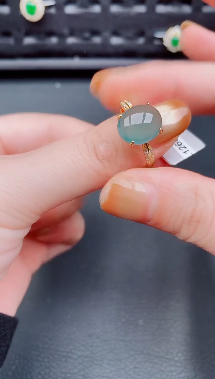 【闪购商品】翡翠戒指银S925镶嵌天然a货翡翠327