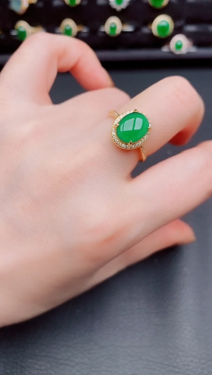 【闪购商品】翡翠戒指银S925镶嵌天然a货翡翠129