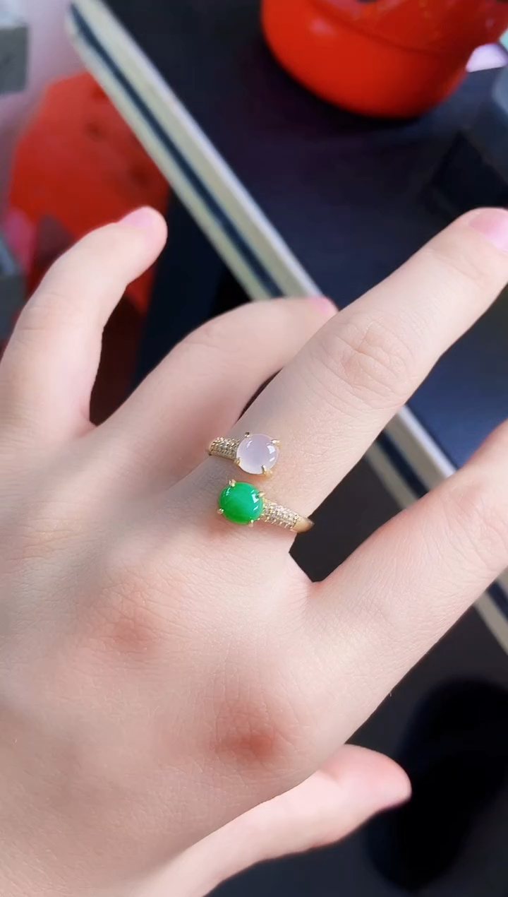 翡翠戒指银S925镶嵌46554