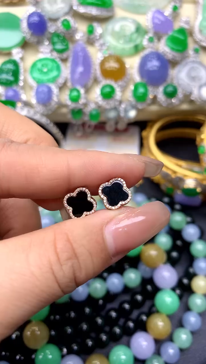 18K金镶嵌翡翠耳饰190-中国好珍宝