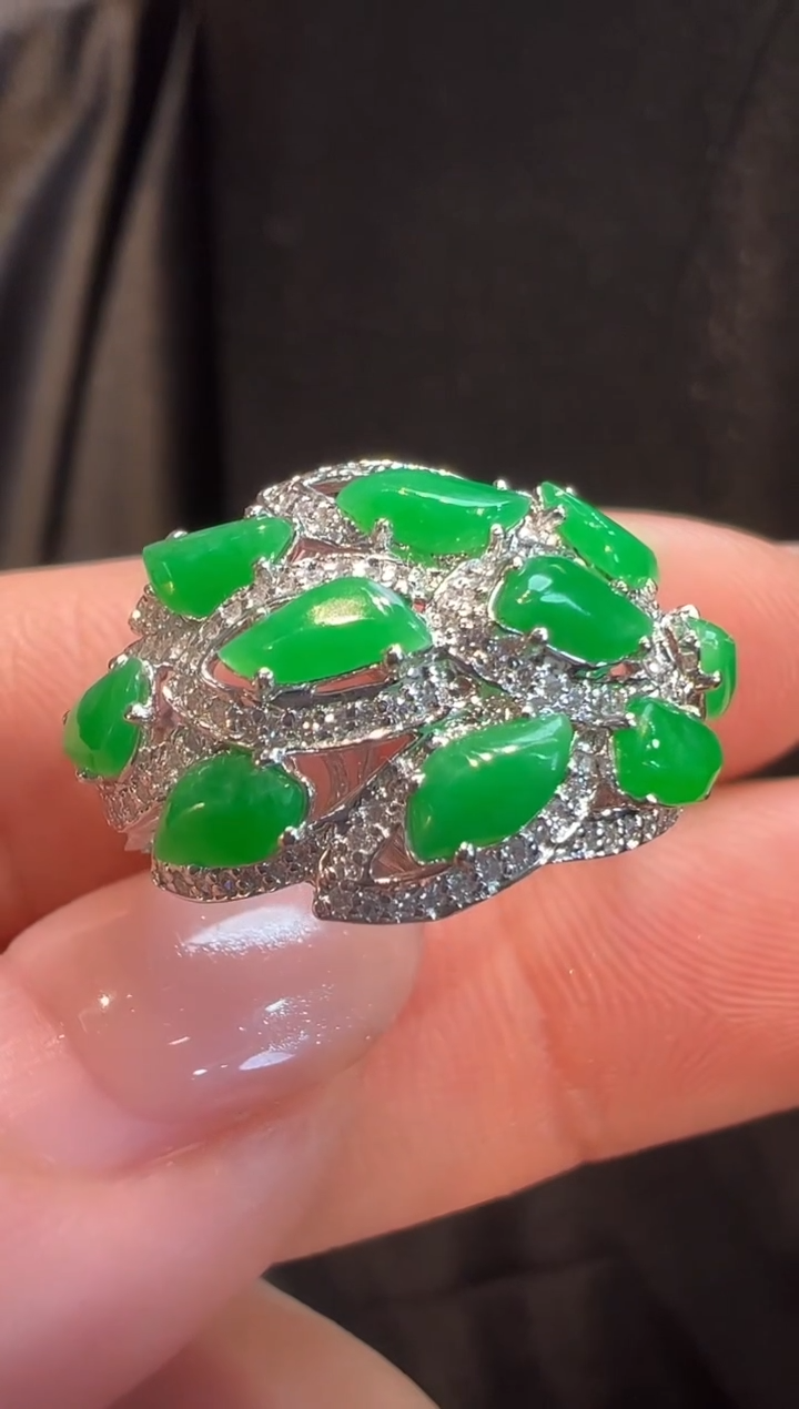 18K金镶嵌戒指翡翠AL6