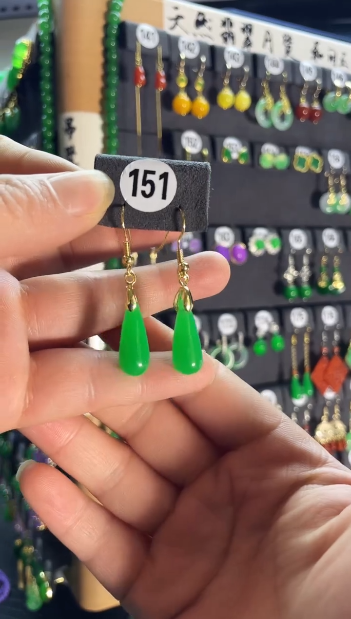 【闪购商品】翡翠耳饰银S925镶嵌老151..