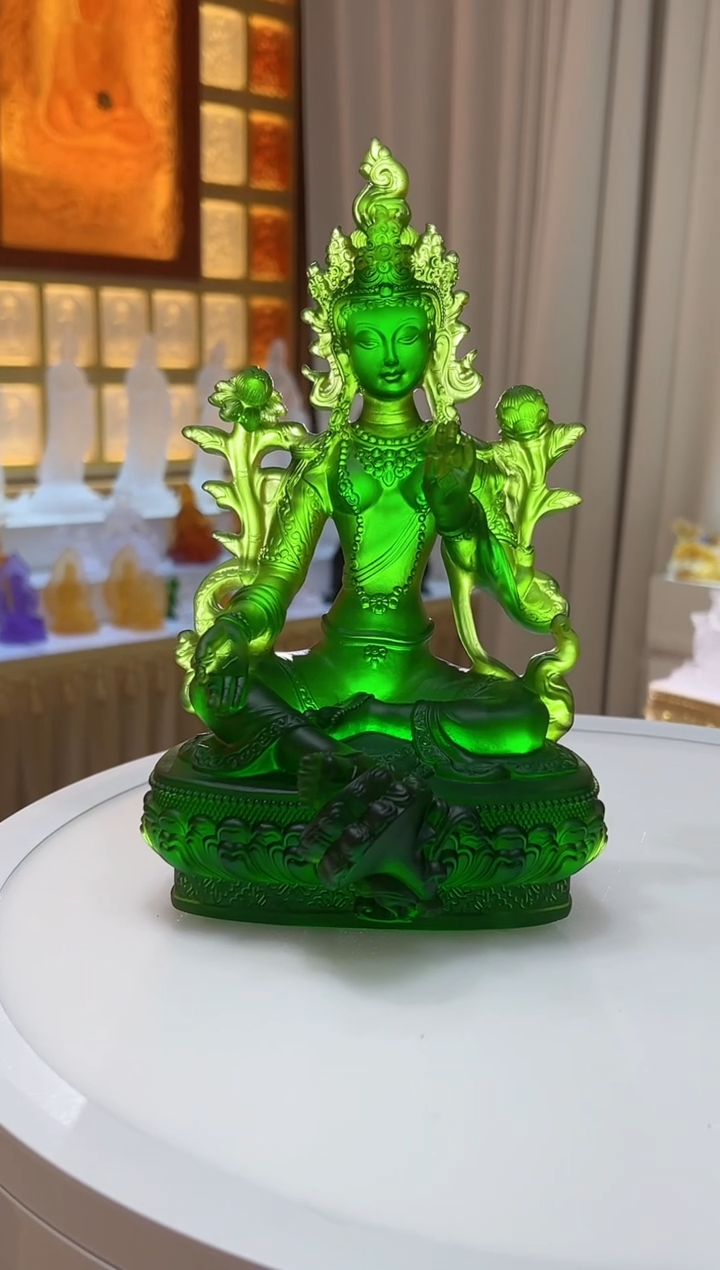 【闪购商品】茶宠匠门琉璃中号绿度母造像