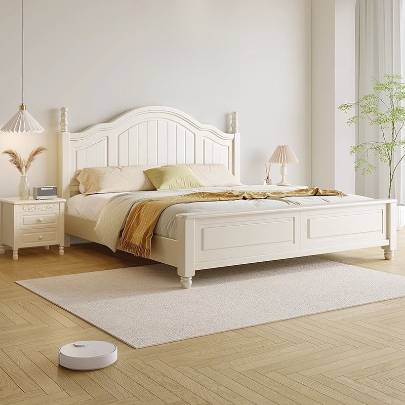 田园风轻奢实木床白油床1.51.8米双人床小户型经济出租房高箱床