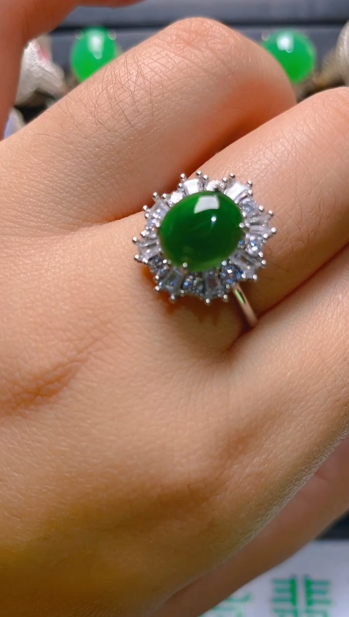 【闪购商品】翡翠耳饰银S925镶嵌天然A货翡翠1