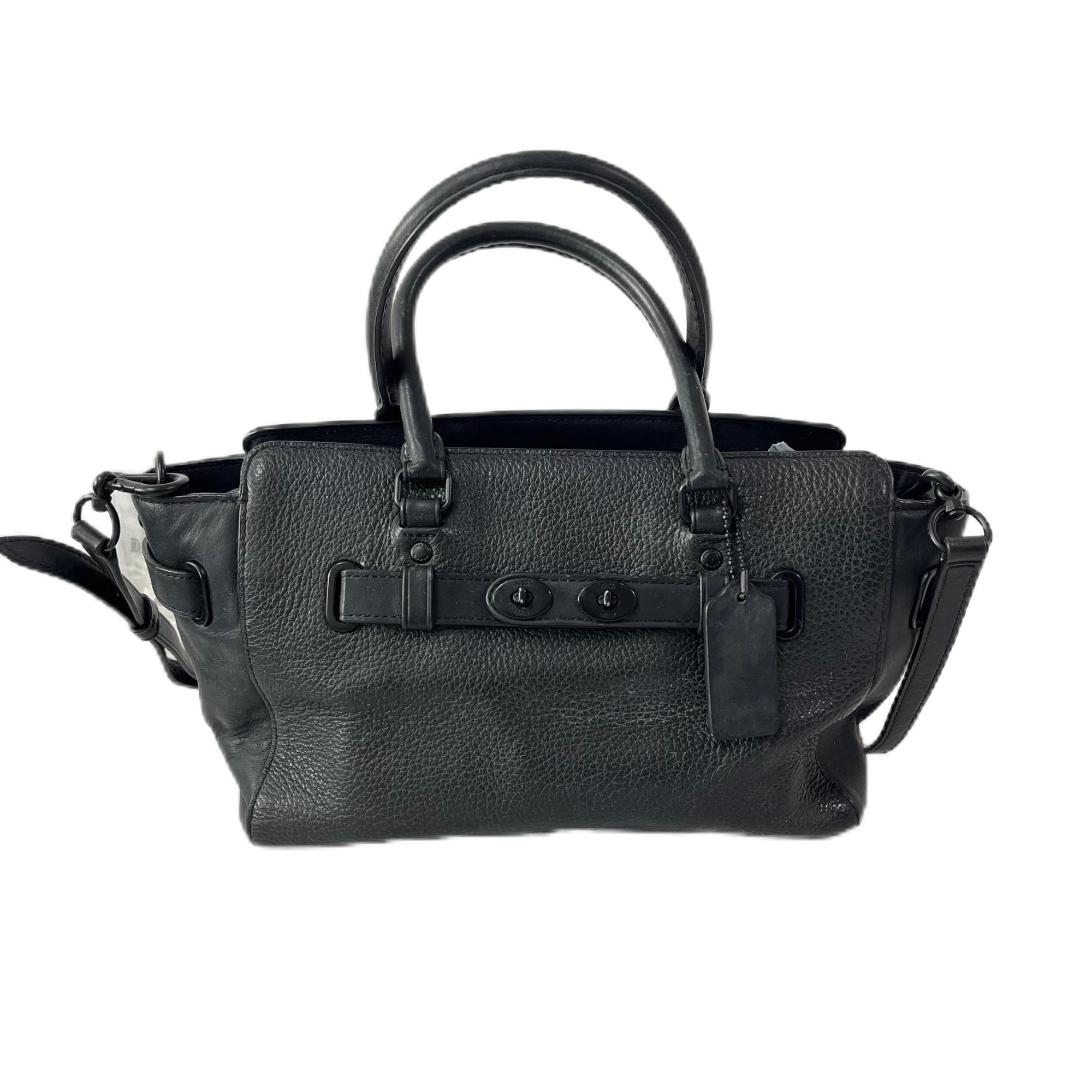 95新 COACH/蔻驰 黑色全皮swagger单肩斜挎机车包 SH-30442-A